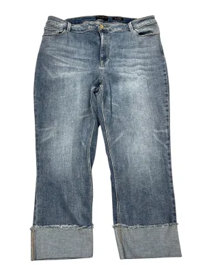 Jeans Boyfriend By Susan Graver In Blue Denim, Size:16
