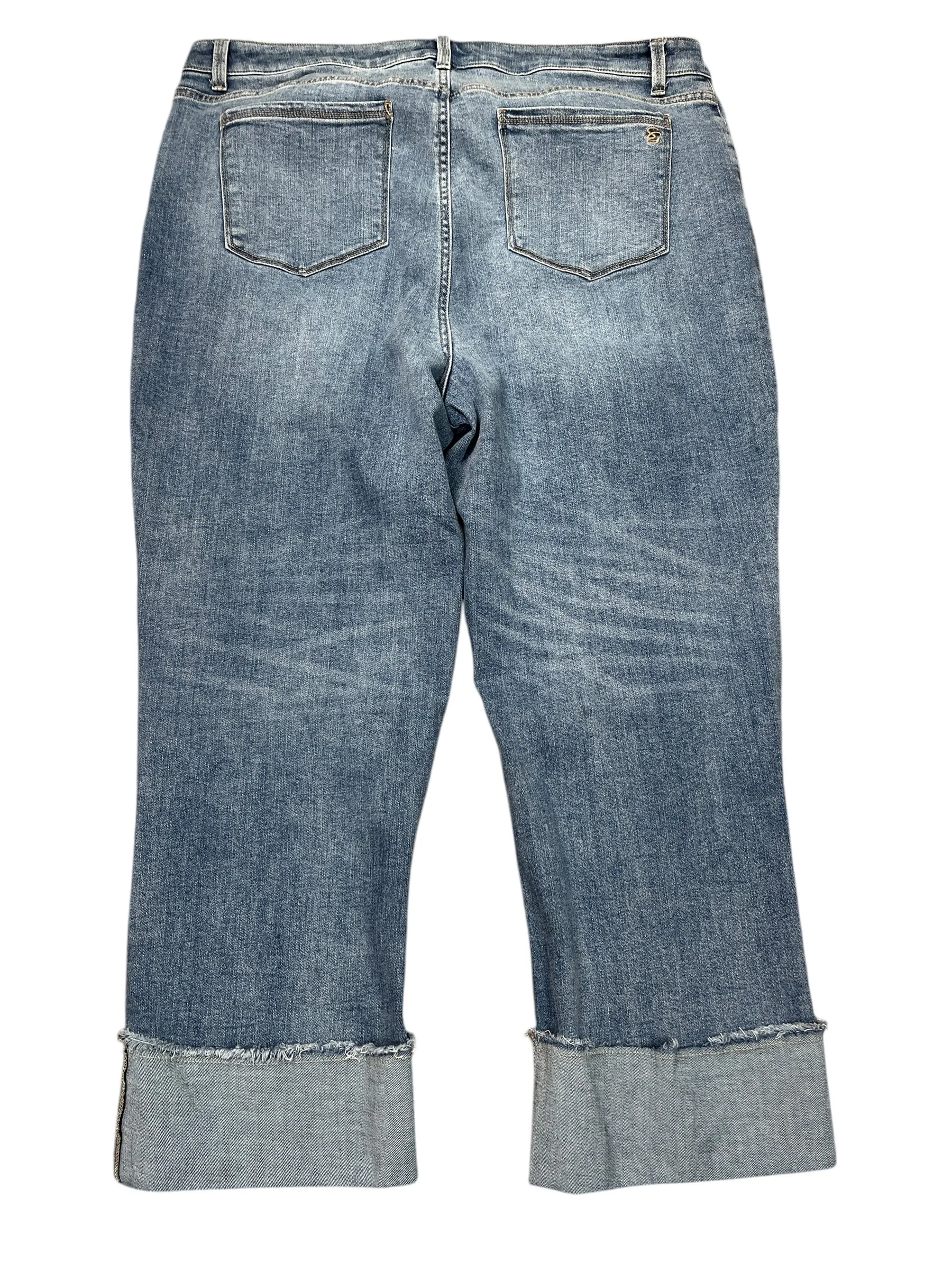 Jeans Boyfriend By Susan Graver In Blue Denim, Size:16