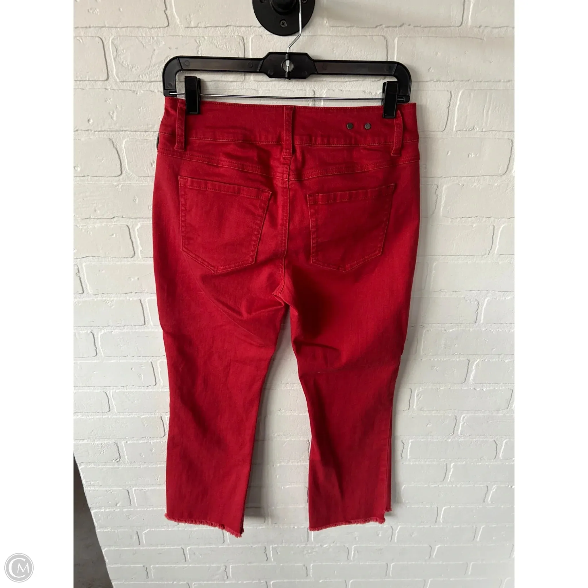 Jeans Cropped By Cabi In Red Denim, Size: 4