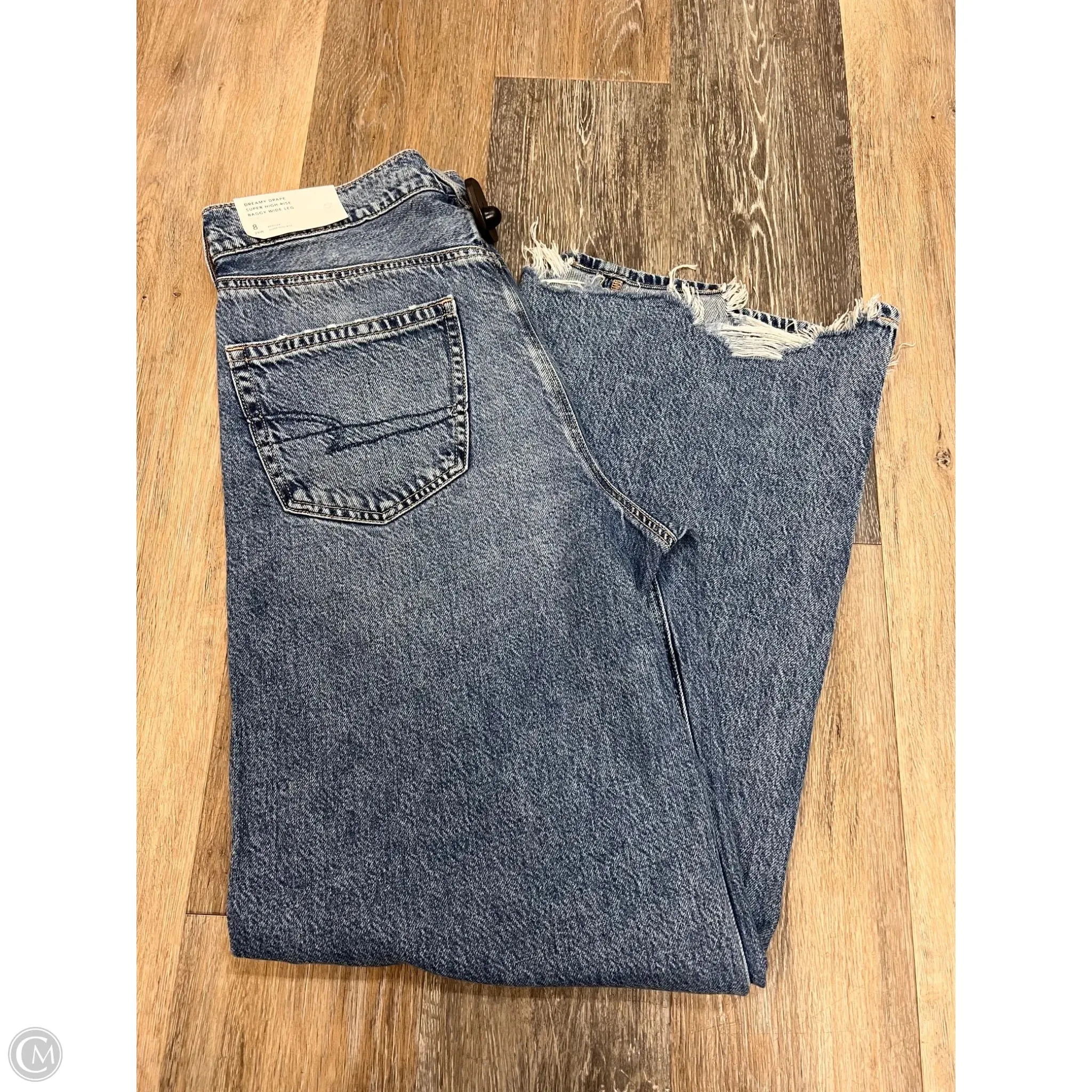 Jeans Wide Leg By American Eagle In Blue Denim, Size: 8