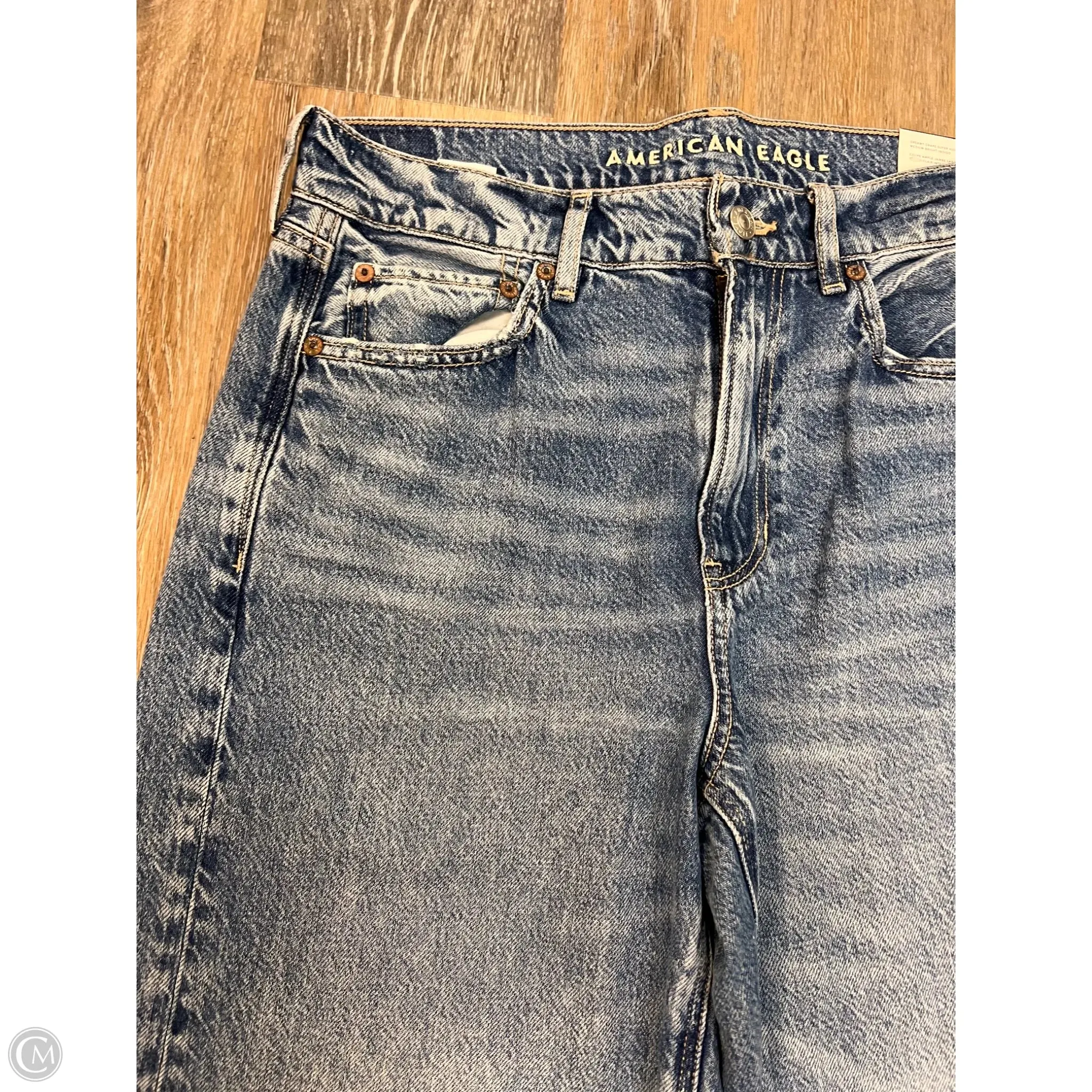 Jeans Wide Leg By American Eagle In Blue Denim, Size: 8