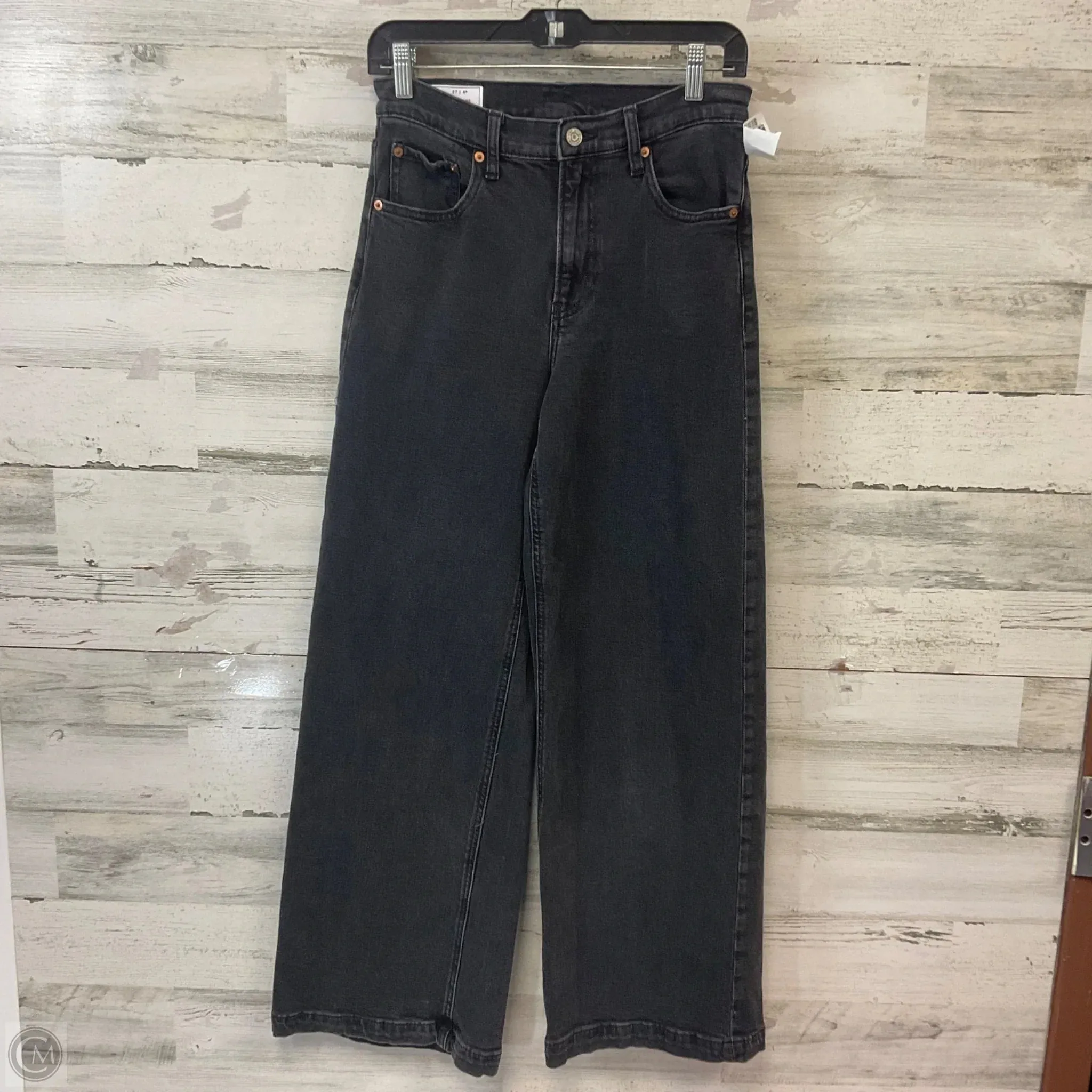 Jeans Wide Leg By Gap In Black Denim, Size: 4