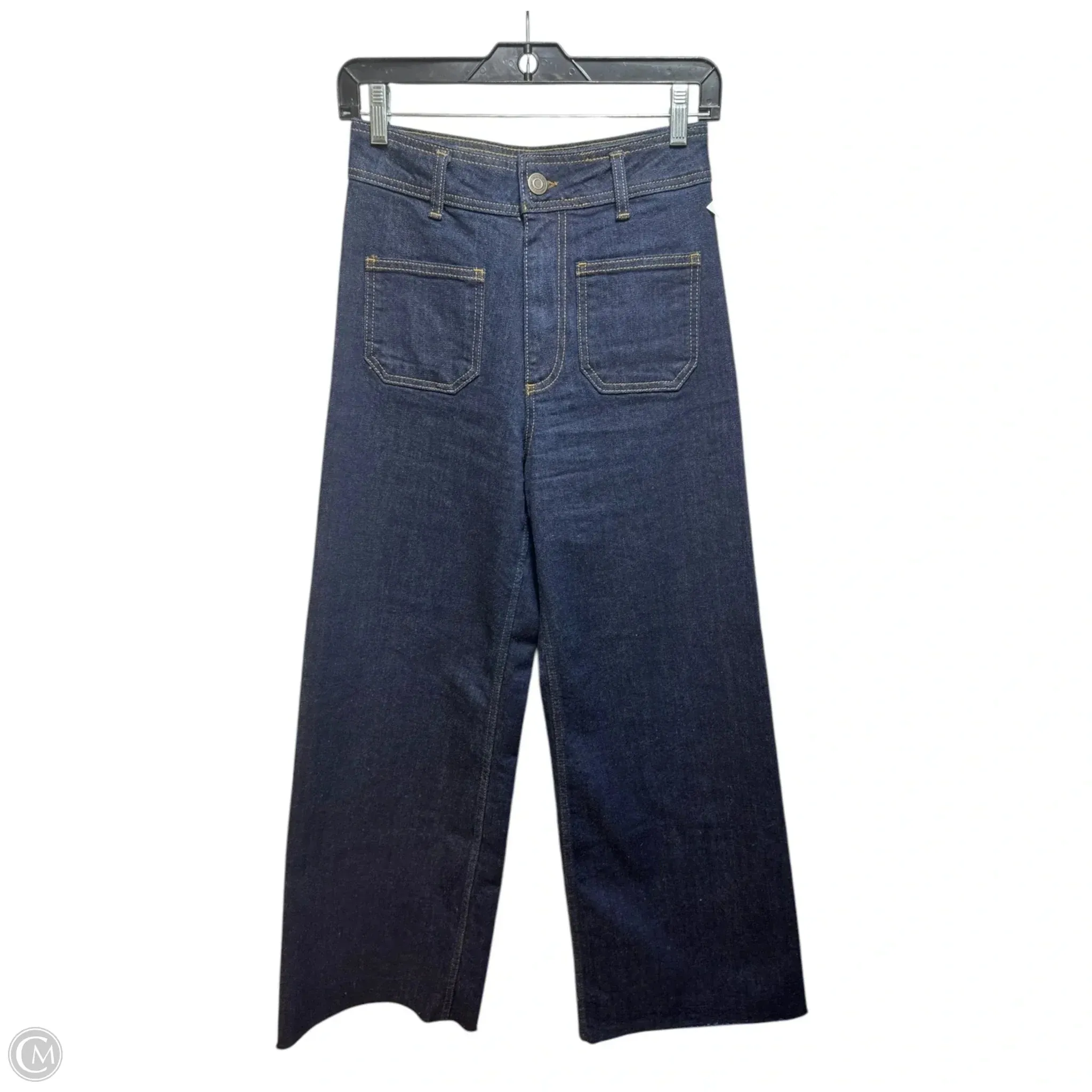 Jeans Wide Leg By Zara In Blue Denim, Size: 4