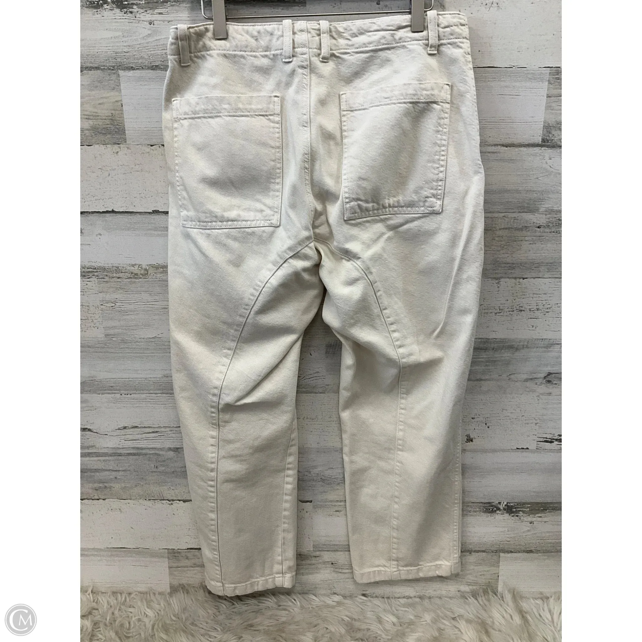 Jeans Wide Leg By Zara In Cream, Size: 12