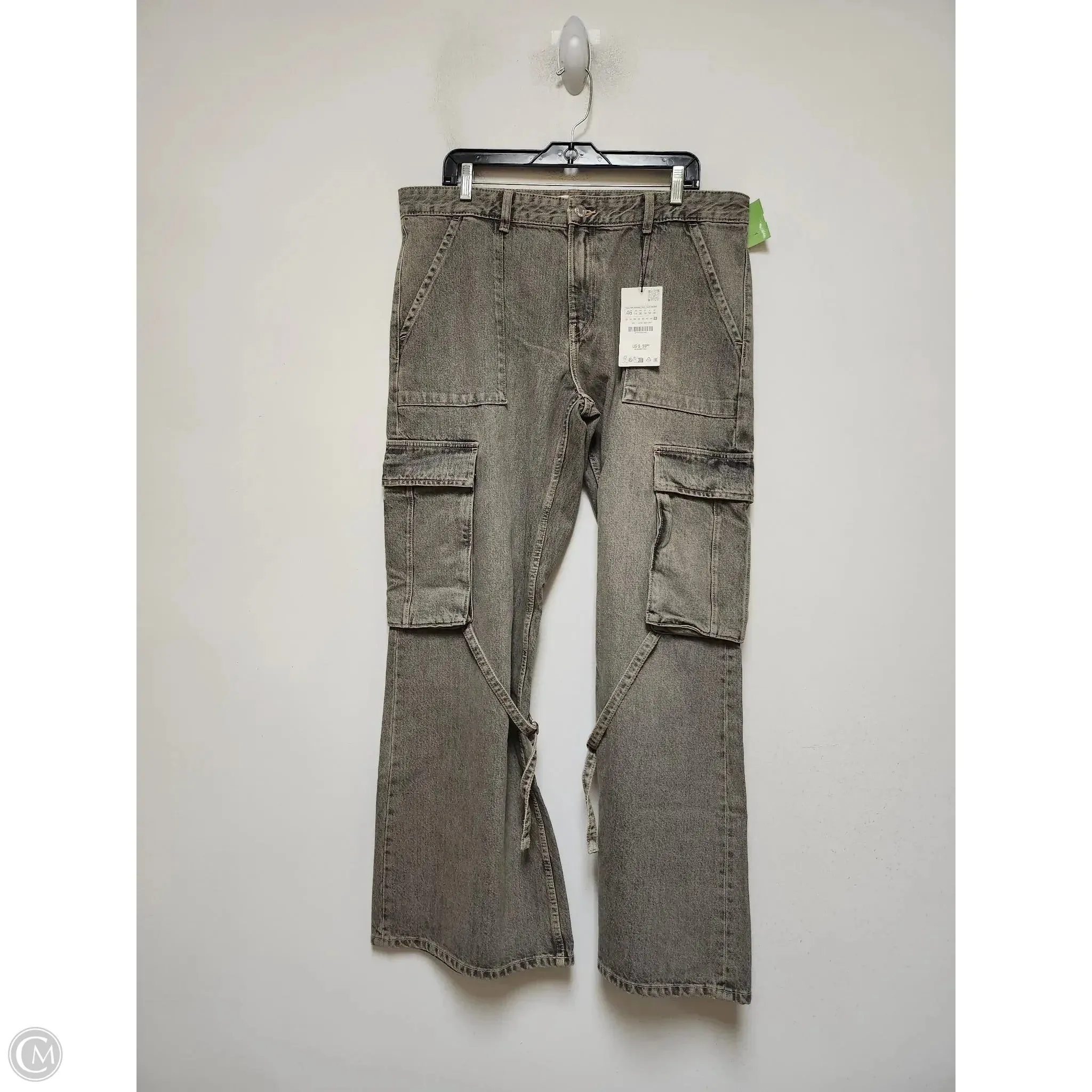 Jeans Wide Leg By Zara In Grey, Size: 14