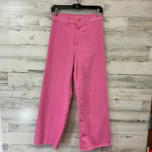 Jeans Wide Leg By Zara In Pink Denim, Size: 6