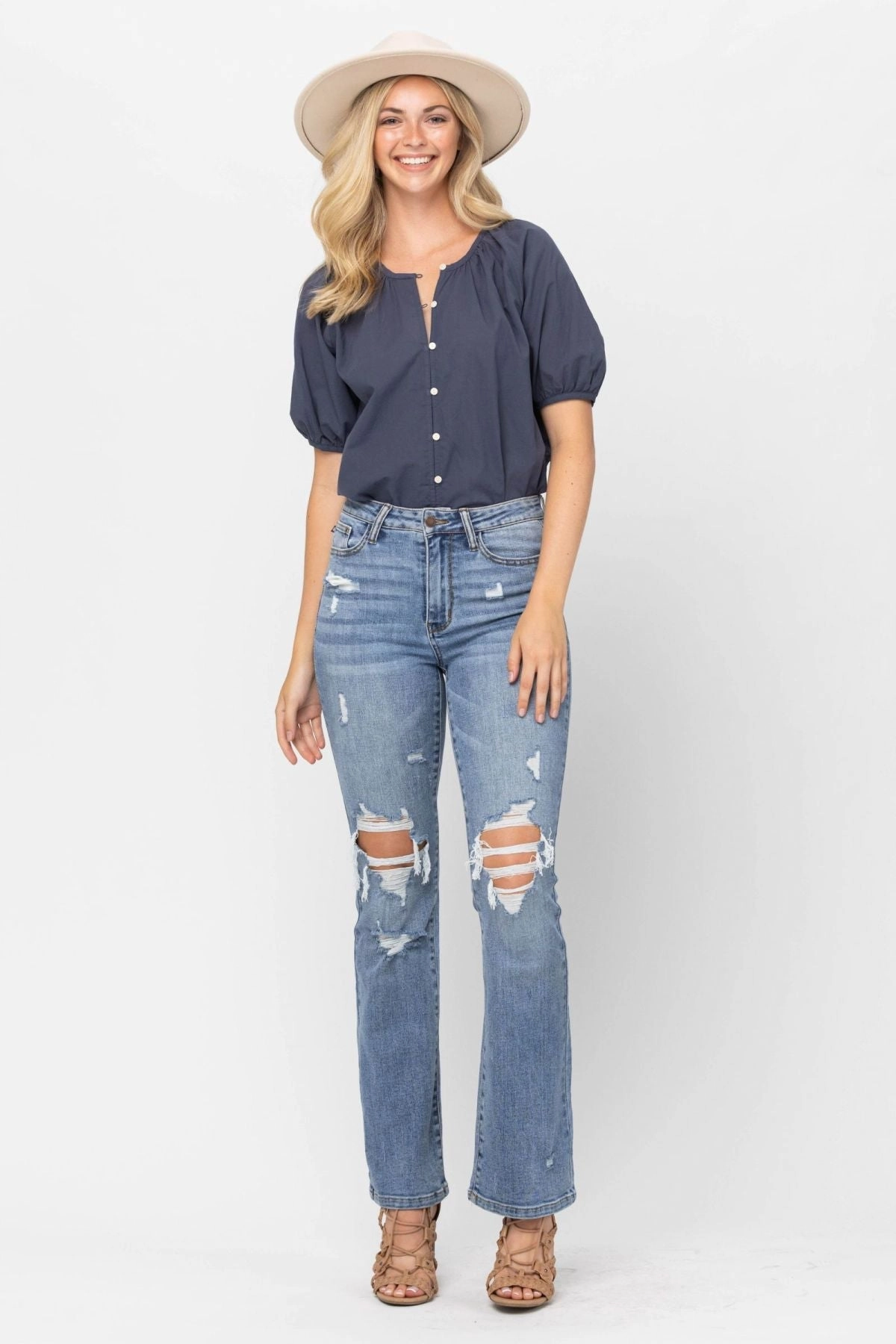 Judy Blue High Waist STONE Destroyed Bootcut