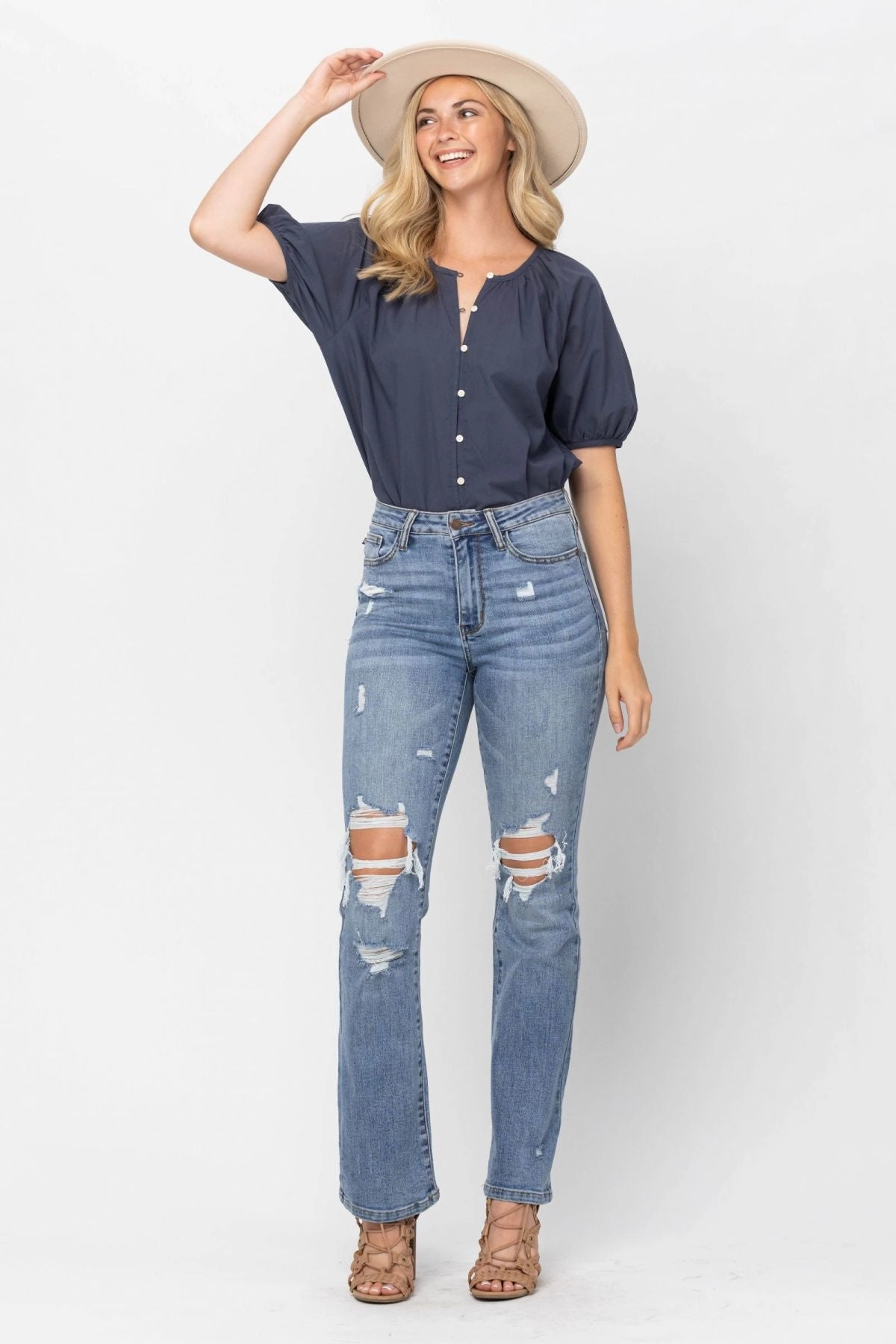 Judy Blue High Waist STONE Destroyed Bootcut