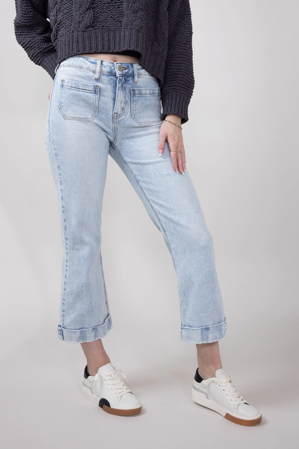 KanCan Mid Rise Cropped Flare Jeans for Women | KC78026L