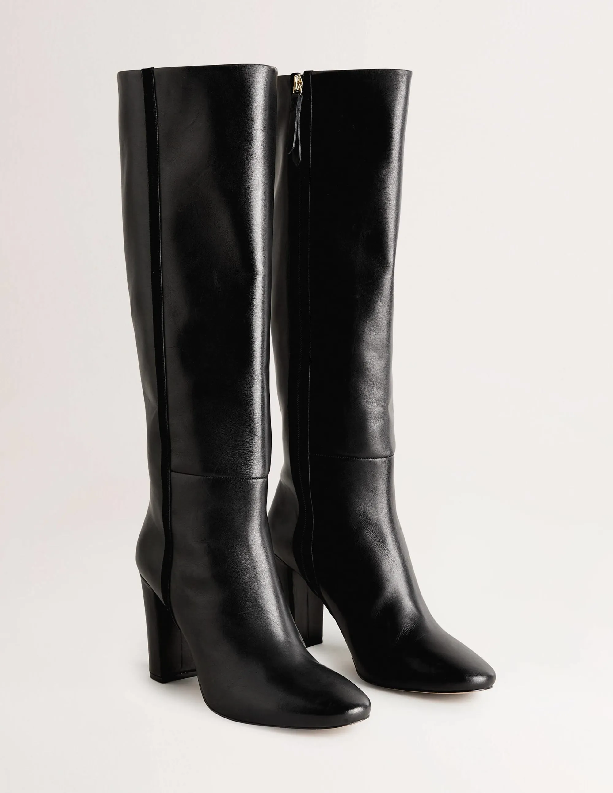 Knee High Leather Boots-Black