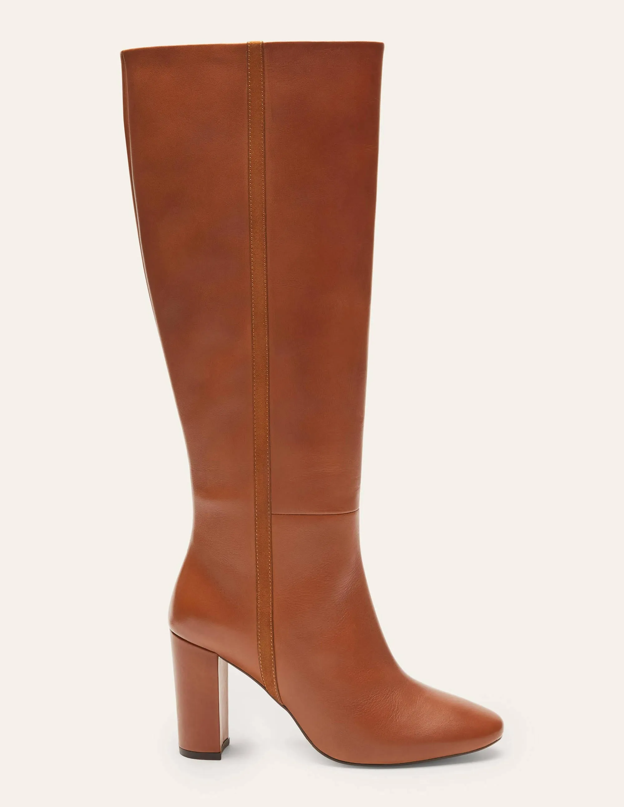 Knee High Leather Boots-Tan