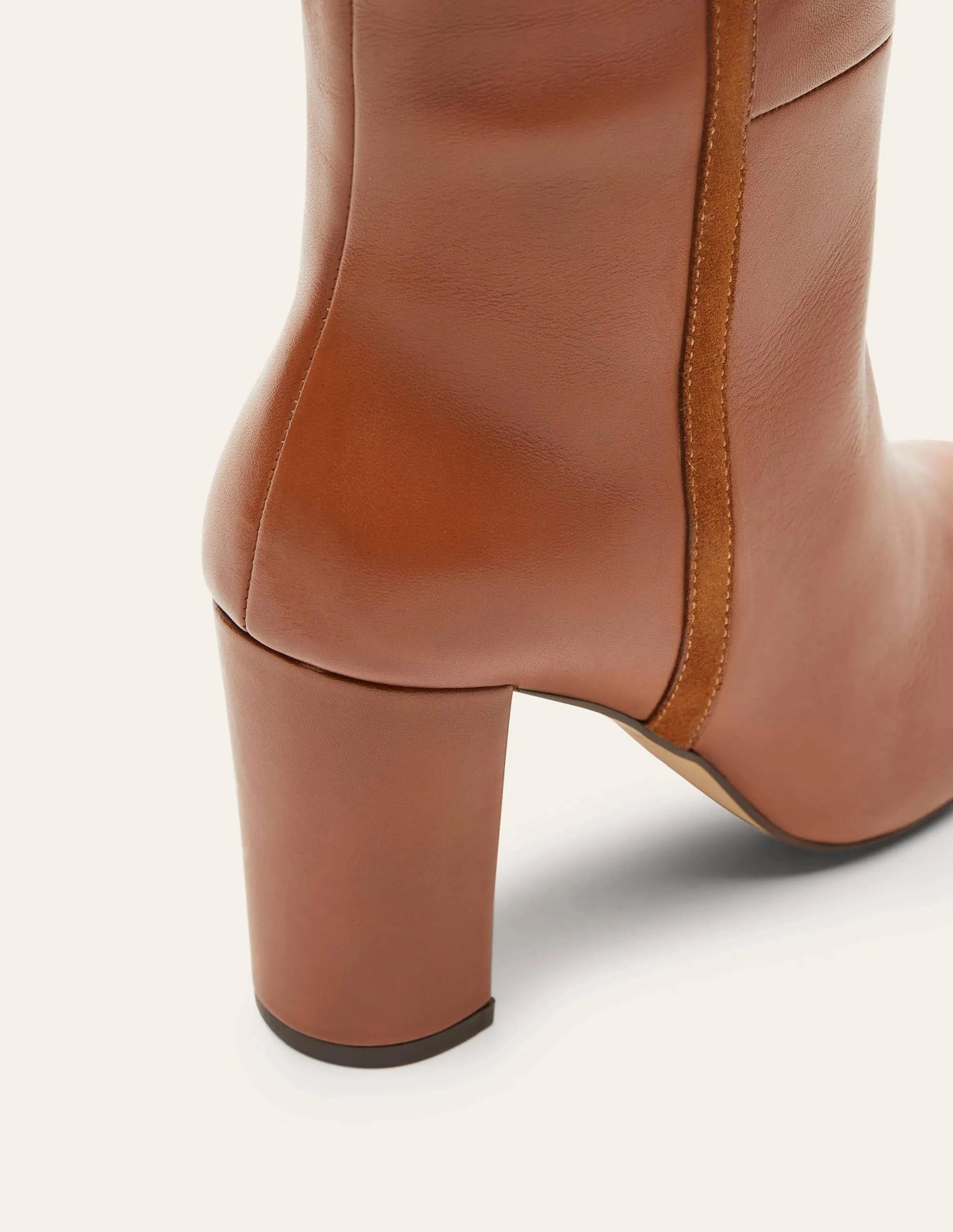 Knee High Leather Boots-Tan