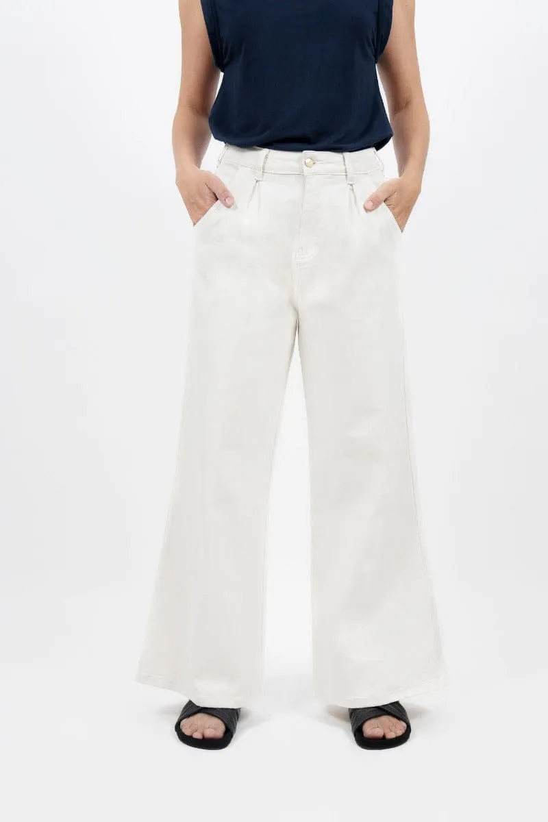 Los Angeles Upcycled Wide Leg Jeans | White