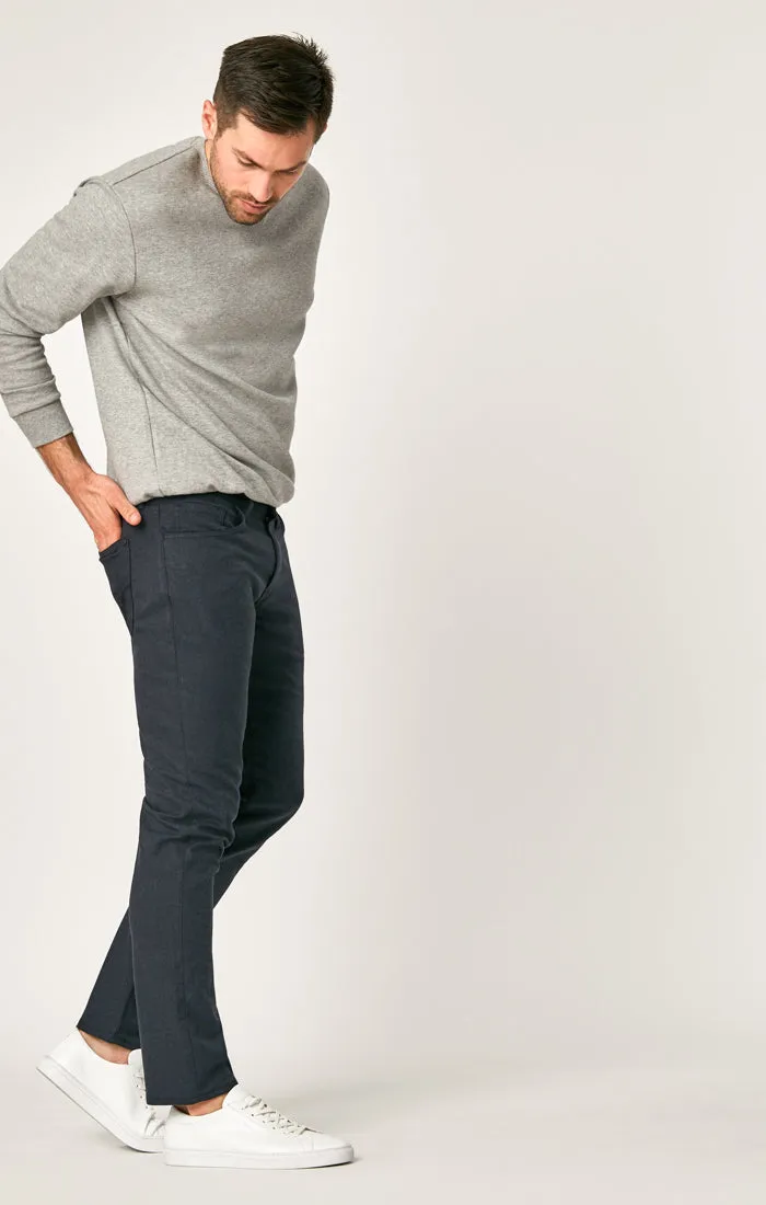 MARCUS SLIM STRAIGHT LEG PANTS IN NAVY FEATHER TWEED