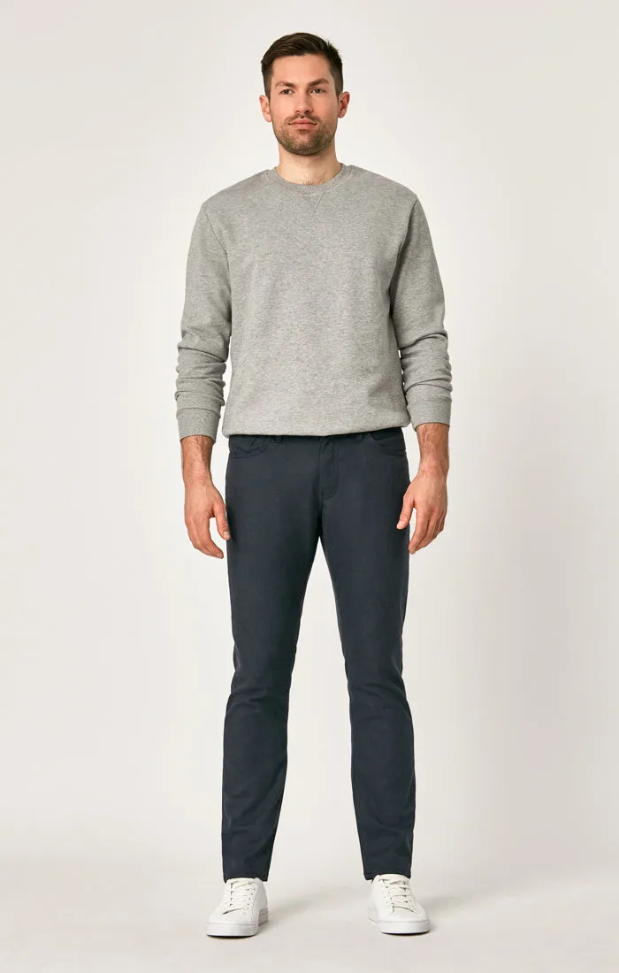 MARCUS SLIM STRAIGHT LEG PANTS IN NAVY FEATHER TWEED