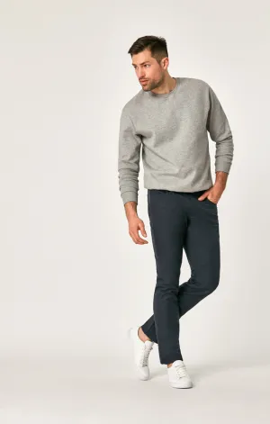 MARCUS SLIM STRAIGHT LEG PANTS IN NAVY FEATHER TWEED