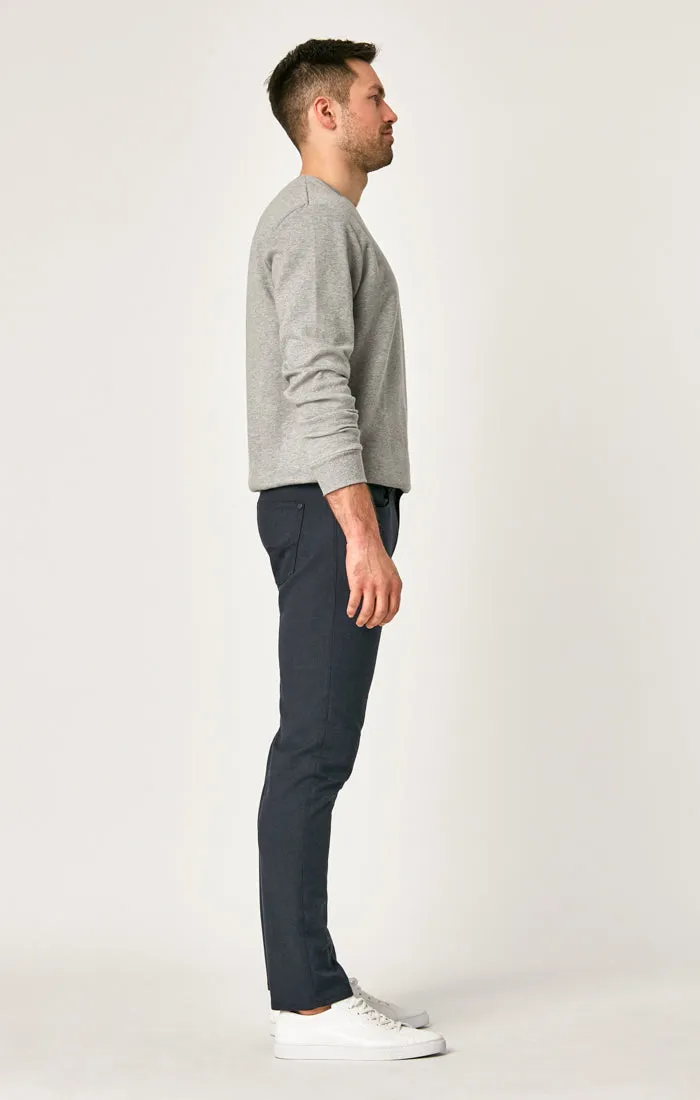 MARCUS SLIM STRAIGHT LEG PANTS IN NAVY FEATHER TWEED