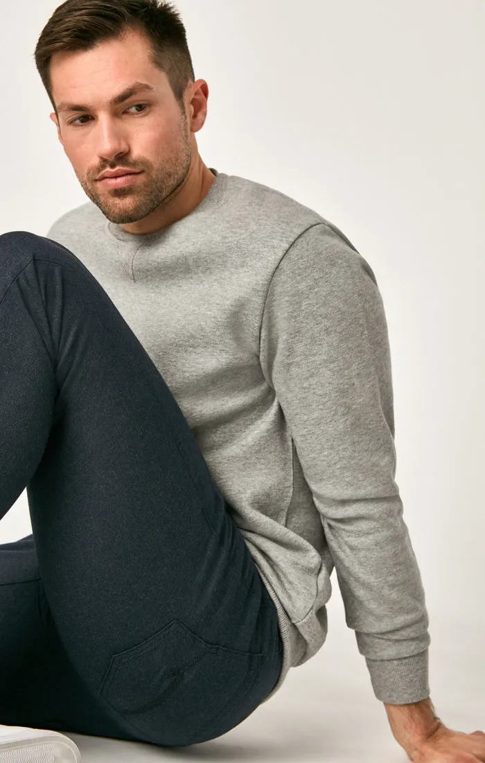 MARCUS SLIM STRAIGHT LEG PANTS IN NAVY FEATHER TWEED
