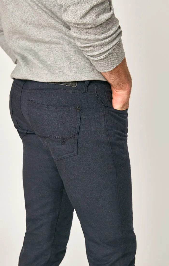 MARCUS SLIM STRAIGHT LEG PANTS IN NAVY FEATHER TWEED