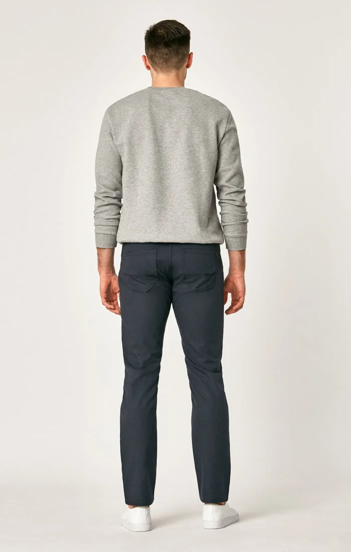 MARCUS SLIM STRAIGHT LEG PANTS IN NAVY FEATHER TWEED
