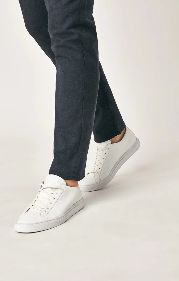 MARCUS SLIM STRAIGHT LEG PANTS IN NAVY FEATHER TWEED