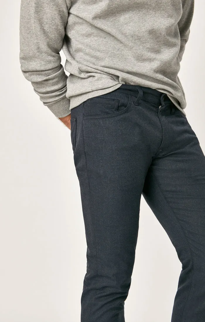 MARCUS SLIM STRAIGHT LEG PANTS IN NAVY FEATHER TWEED