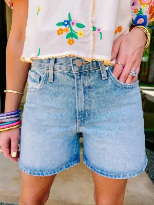 MARGOT HIGH RISE VINTAGE DENIM SHORTS - LIGHT