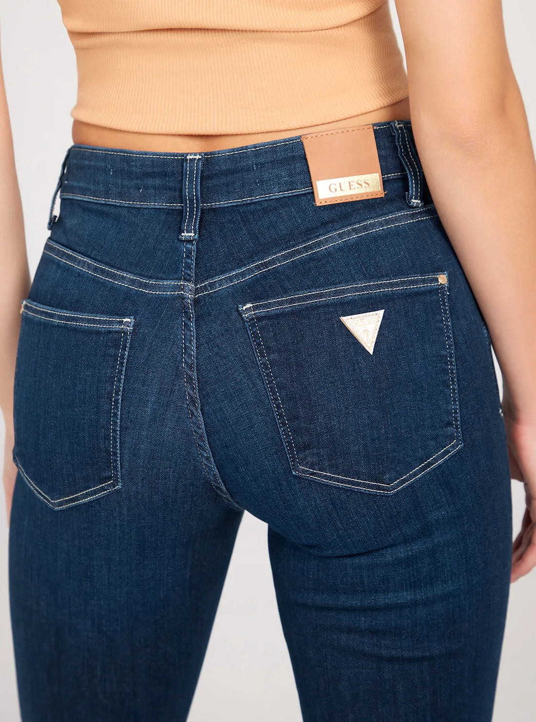 Mid-Rise Sexy Bootleg Cut Denim Jeans In Dark Wash