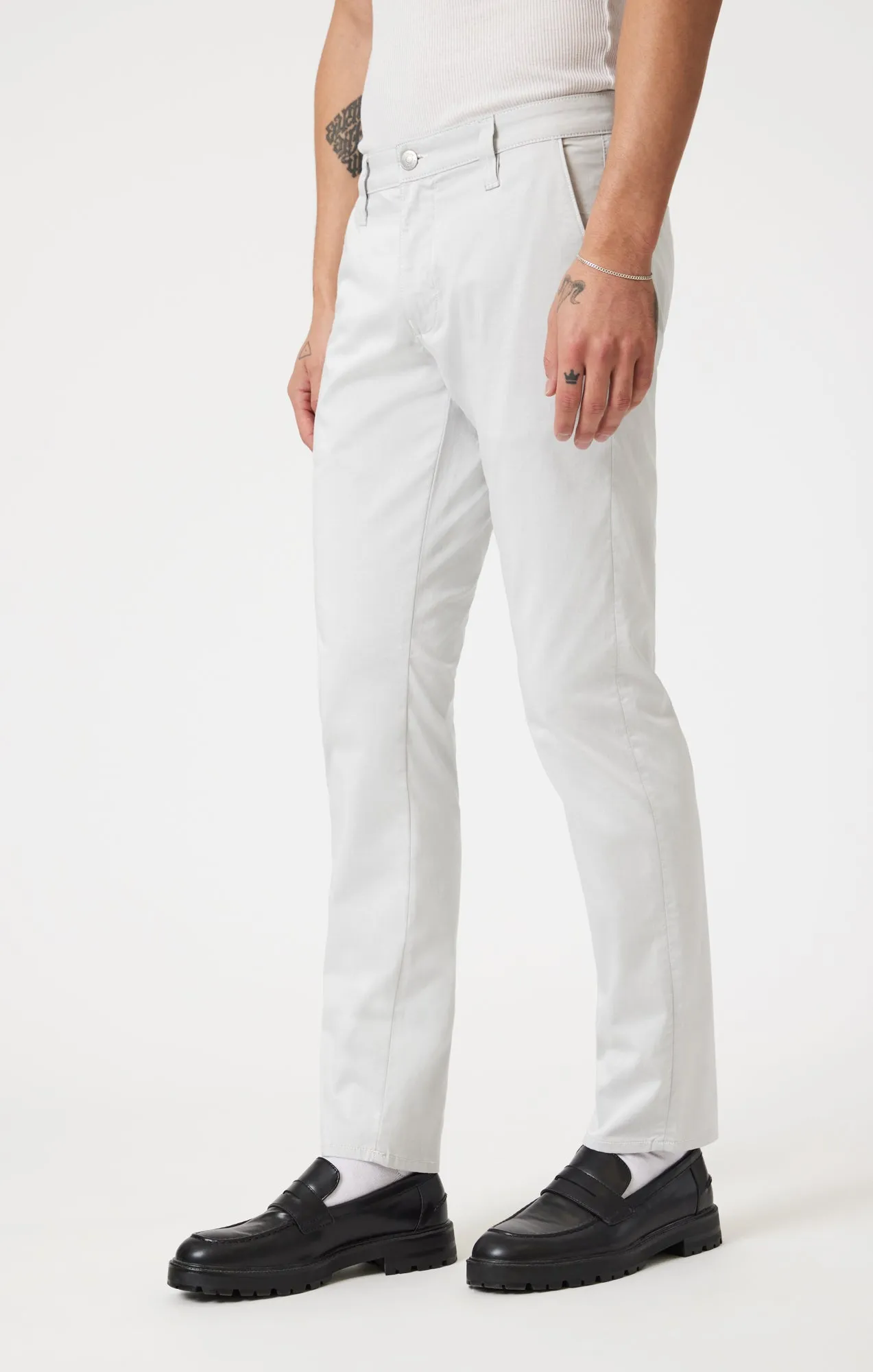 MILTON SLIM STRAIGHT CHINO PANTS IN STONE CITY SMART