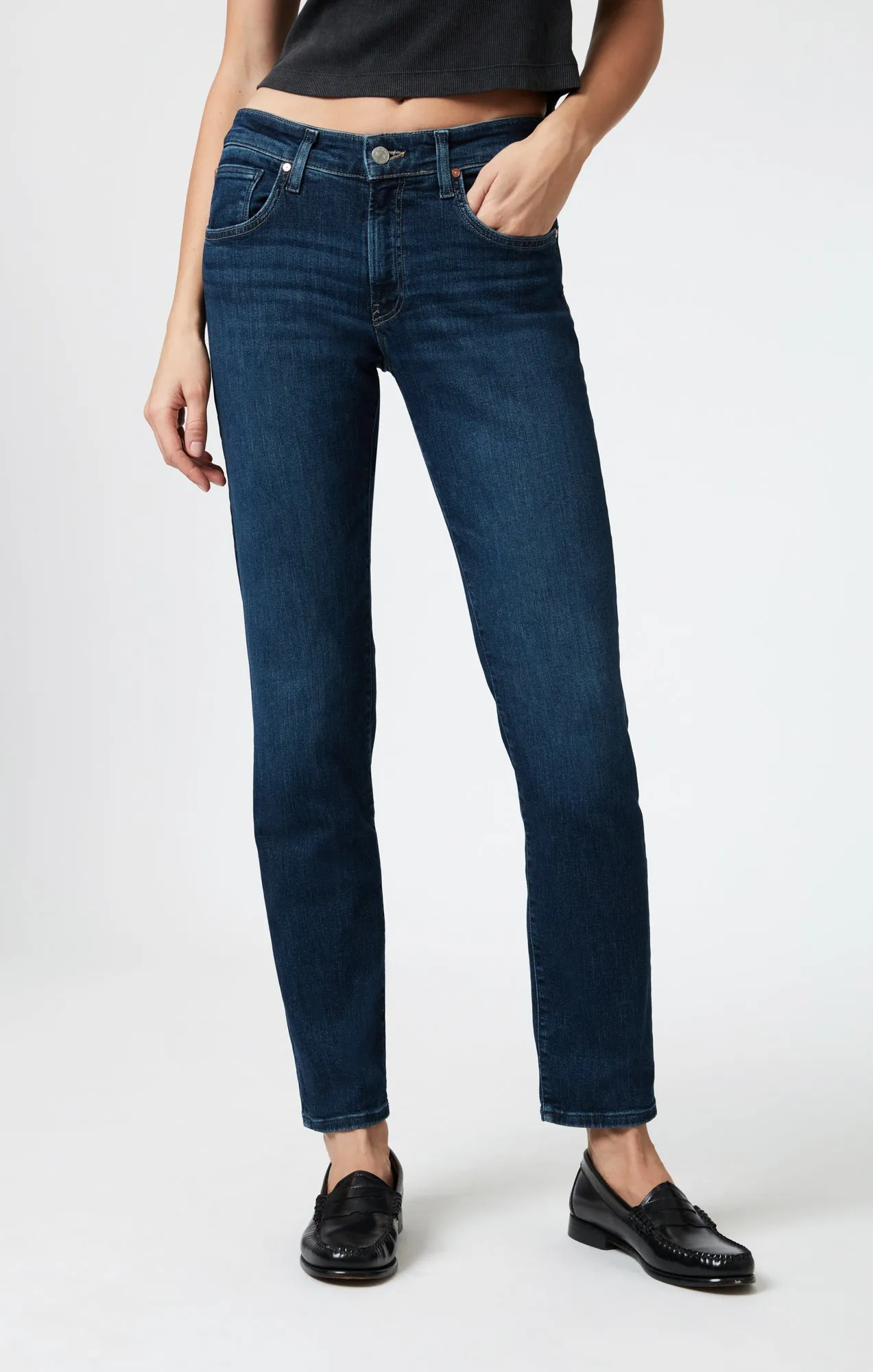 MIRELLA STRAIGHT LEG IN DARK BRUSHED FLEX BLUE