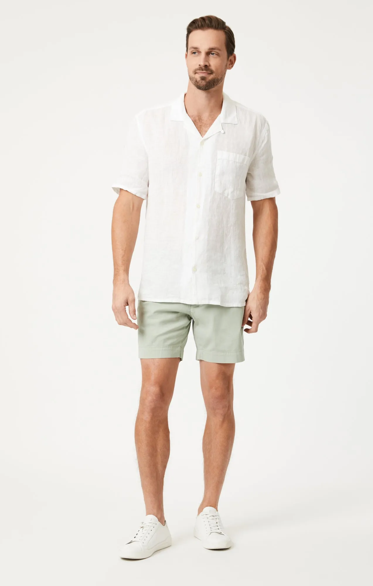 NATE SHORTS IN MINERAL GREEN LIGHT TWILL