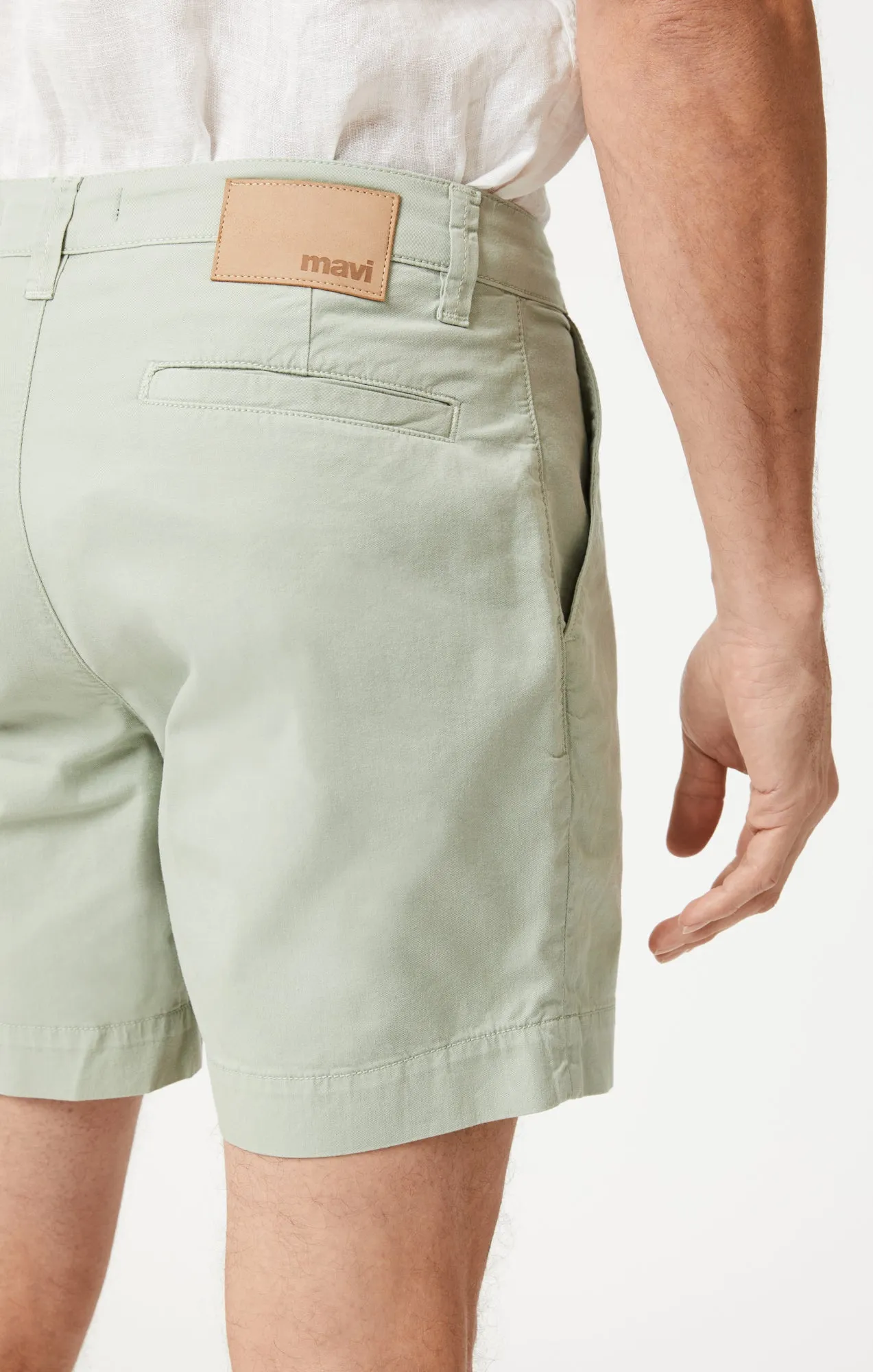 NATE SHORTS IN MINERAL GREEN LIGHT TWILL