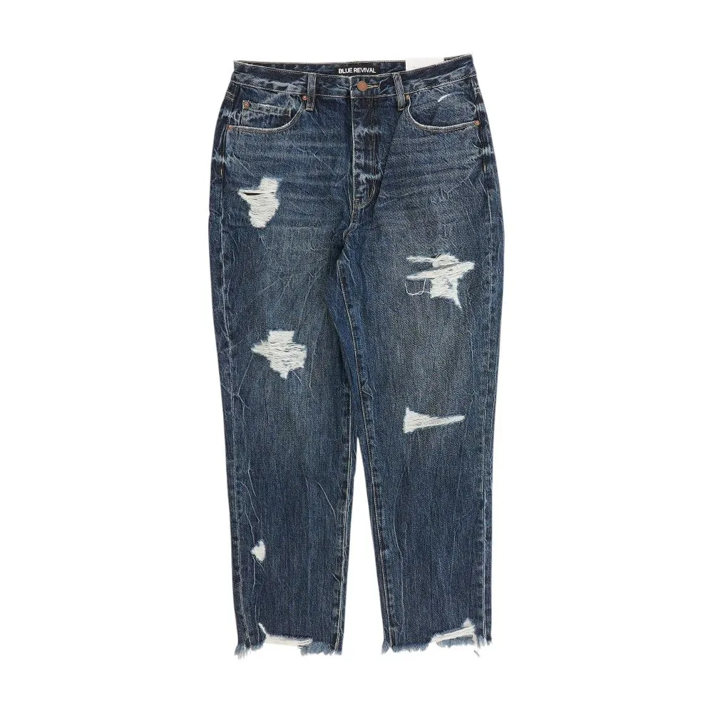 Navy Solid Boyfriend Jeans