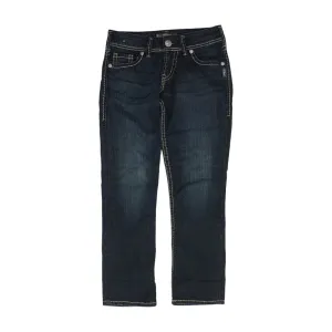 Navy Solid Capri Jeans