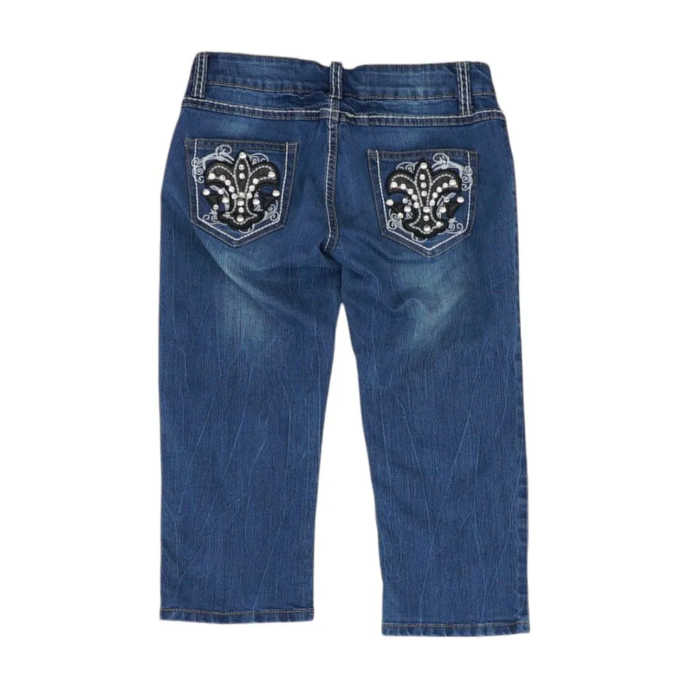 Navy Solid Capri Jeans