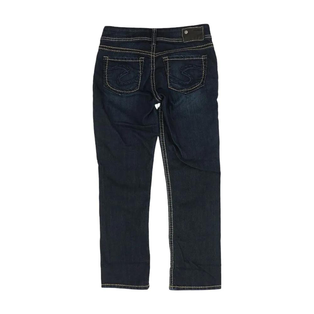 Navy Solid Capri Jeans