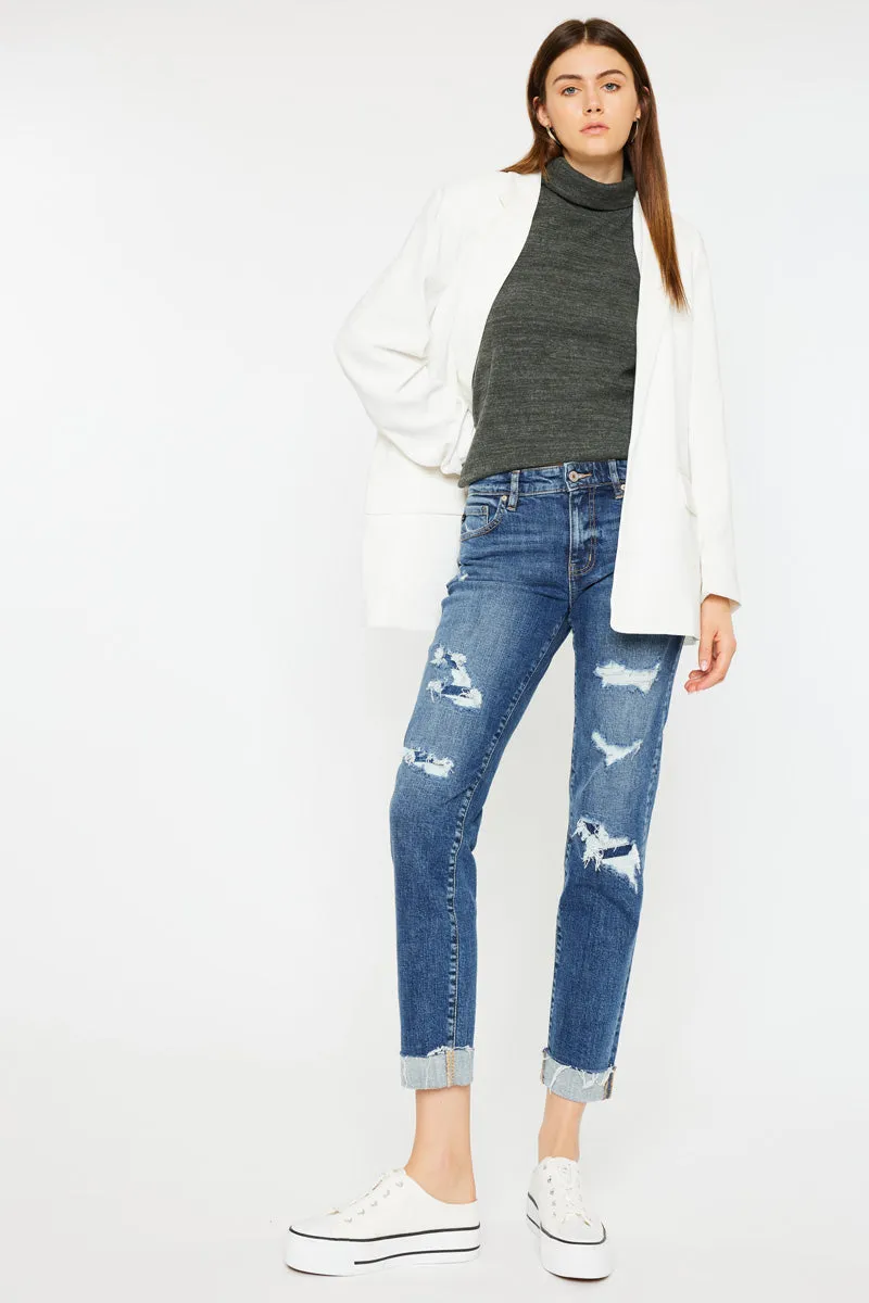 Nina Mid Rise Slim Boyfriend Jeans