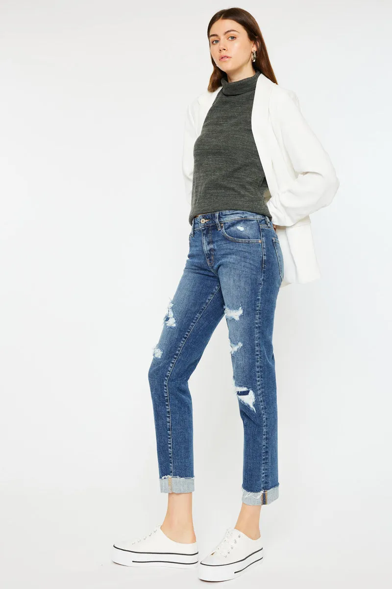 Nina Mid Rise Slim Boyfriend Jeans