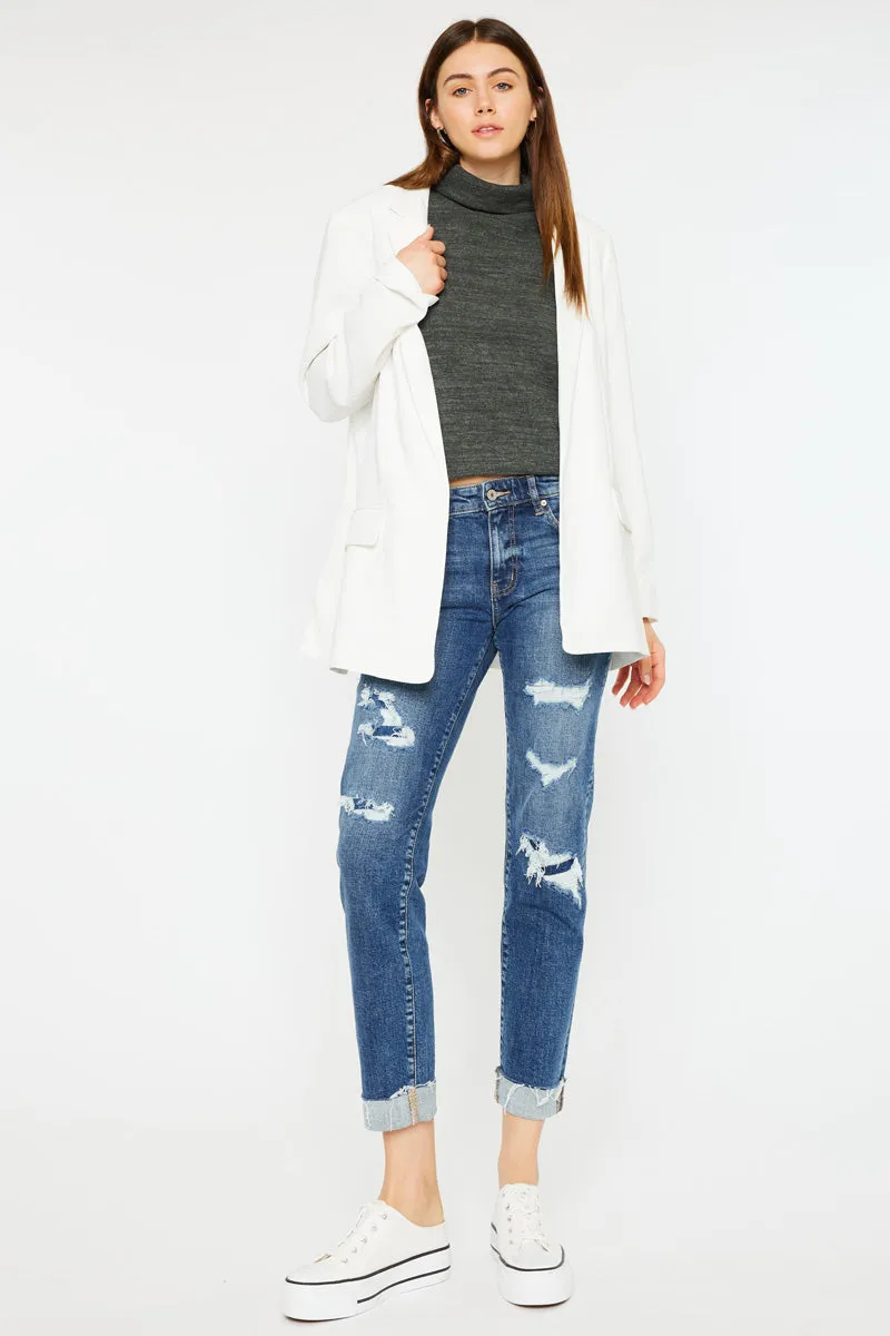 Nina Mid Rise Slim Boyfriend Jeans