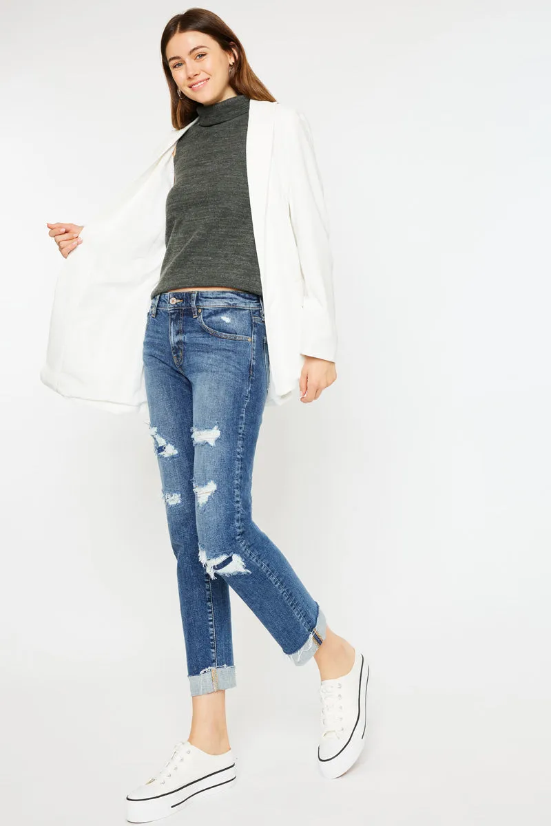 Nina Mid Rise Slim Boyfriend Jeans