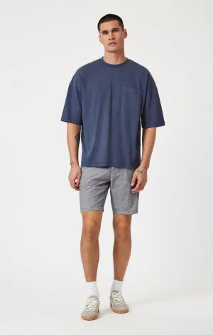 NOAH SHORTS IN NAVY LINEN STRIPE
