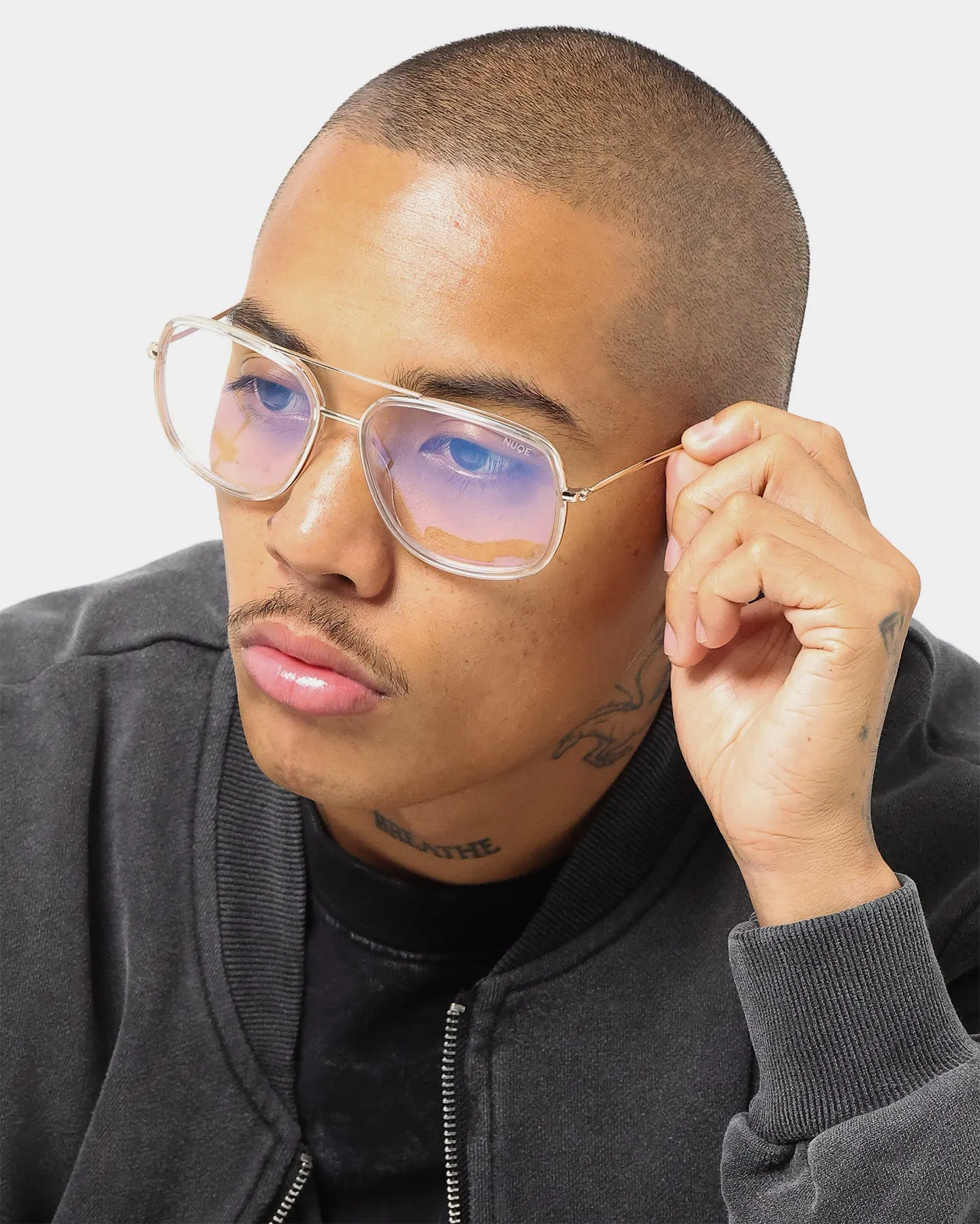 NUQE Men's Lee Bluelight Glasses Clear/Gold/Bluelight
