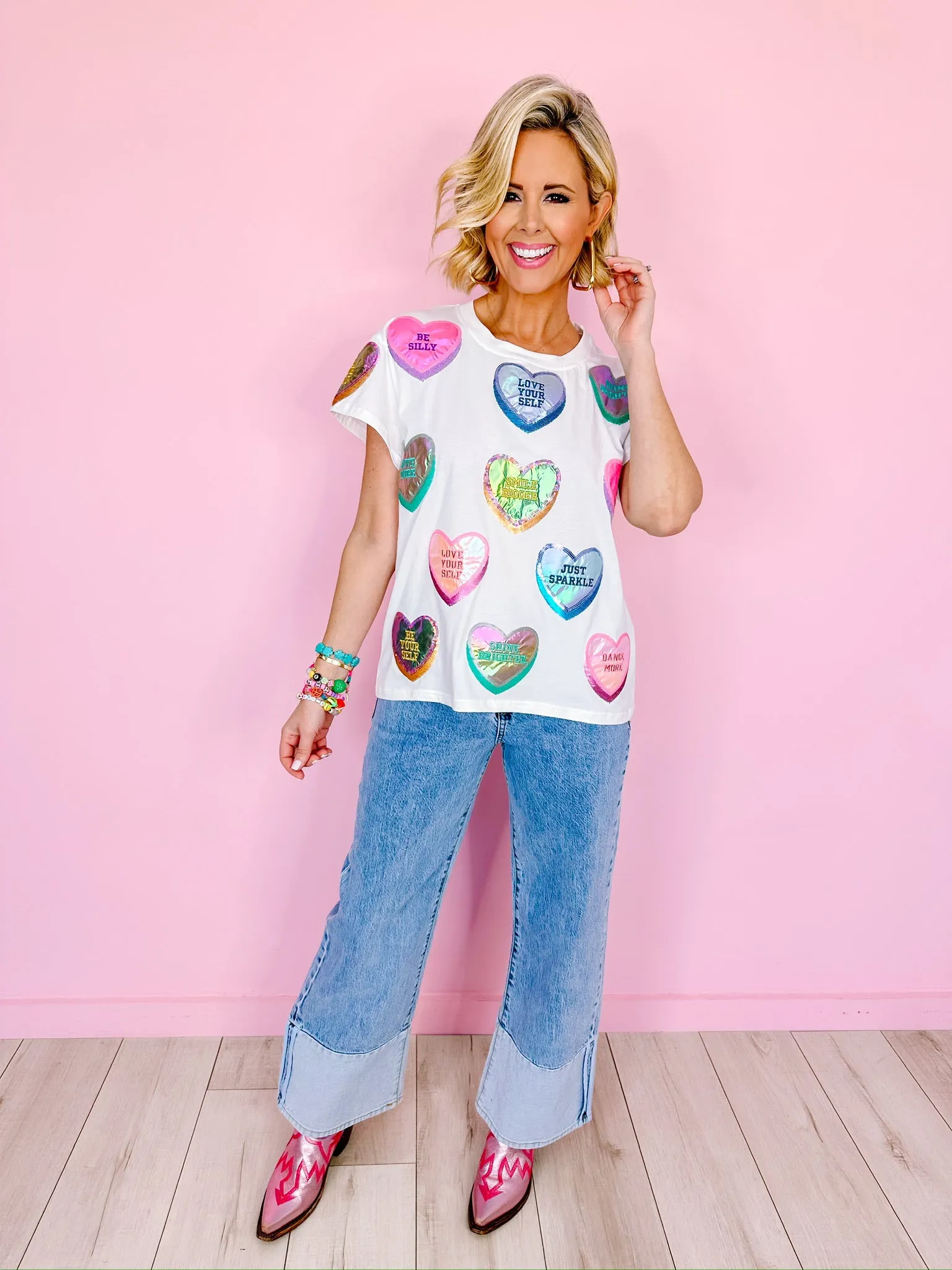 PACIFIC WIDE LEG CONTRAST ANKLE HEM JEANS