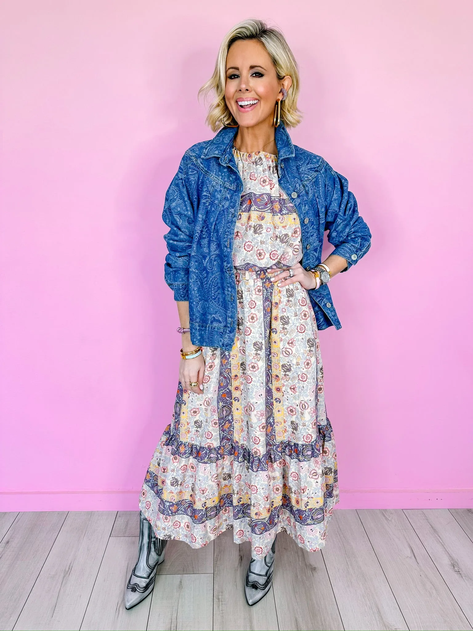 PAISLEY VINES STRIPE BUBBLE TOP