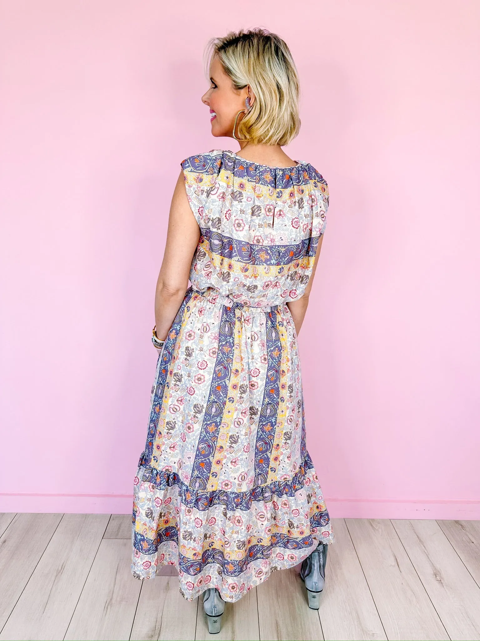 PAISLEY VINES STRIPE BUBBLE TOP