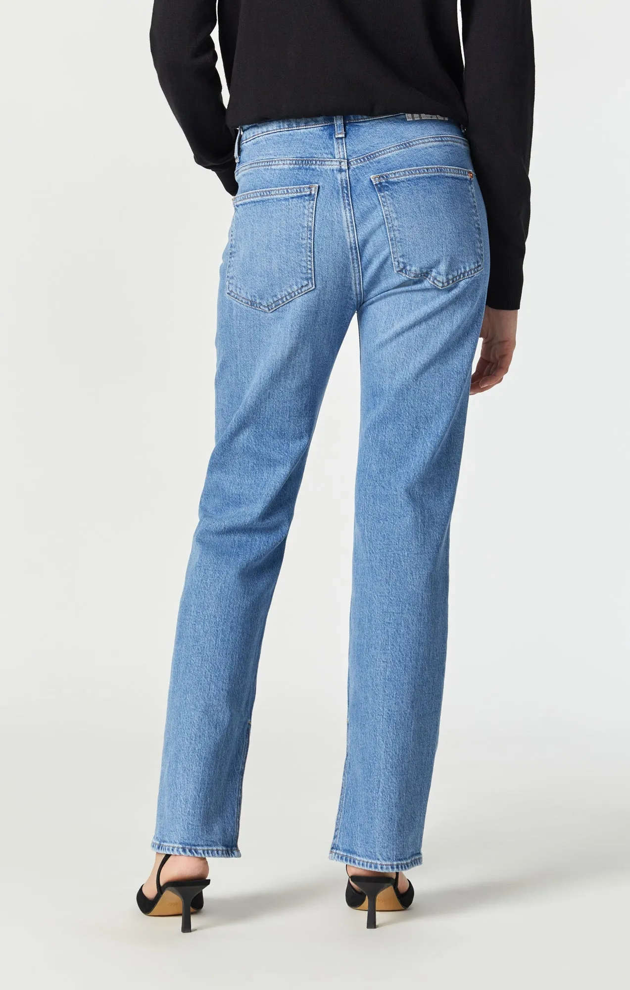 PARIS SLIT SLIM STRAIGHT LEG IN MID RECYCLED BLUE
