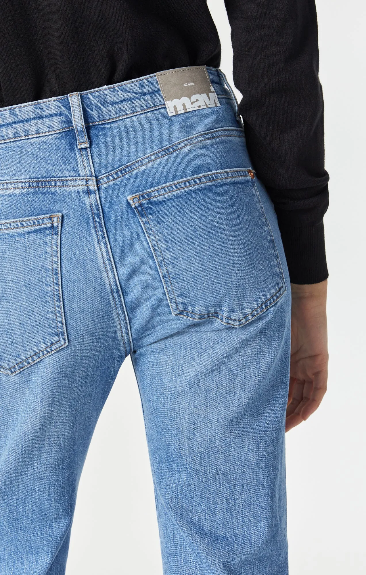 PARIS SLIT SLIM STRAIGHT LEG IN MID RECYCLED BLUE