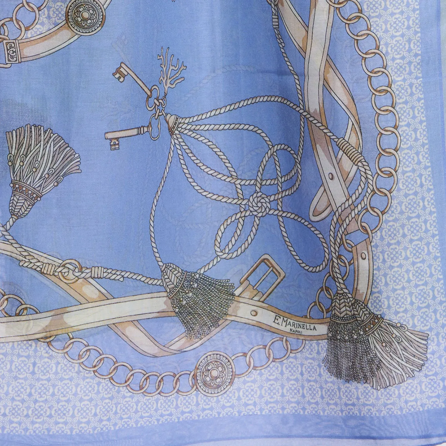 POWDER BLUE TUBULAR SCARF IN COTTON VOILE AND SILK