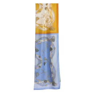 POWDER BLUE TUBULAR SCARF IN COTTON VOILE AND SILK