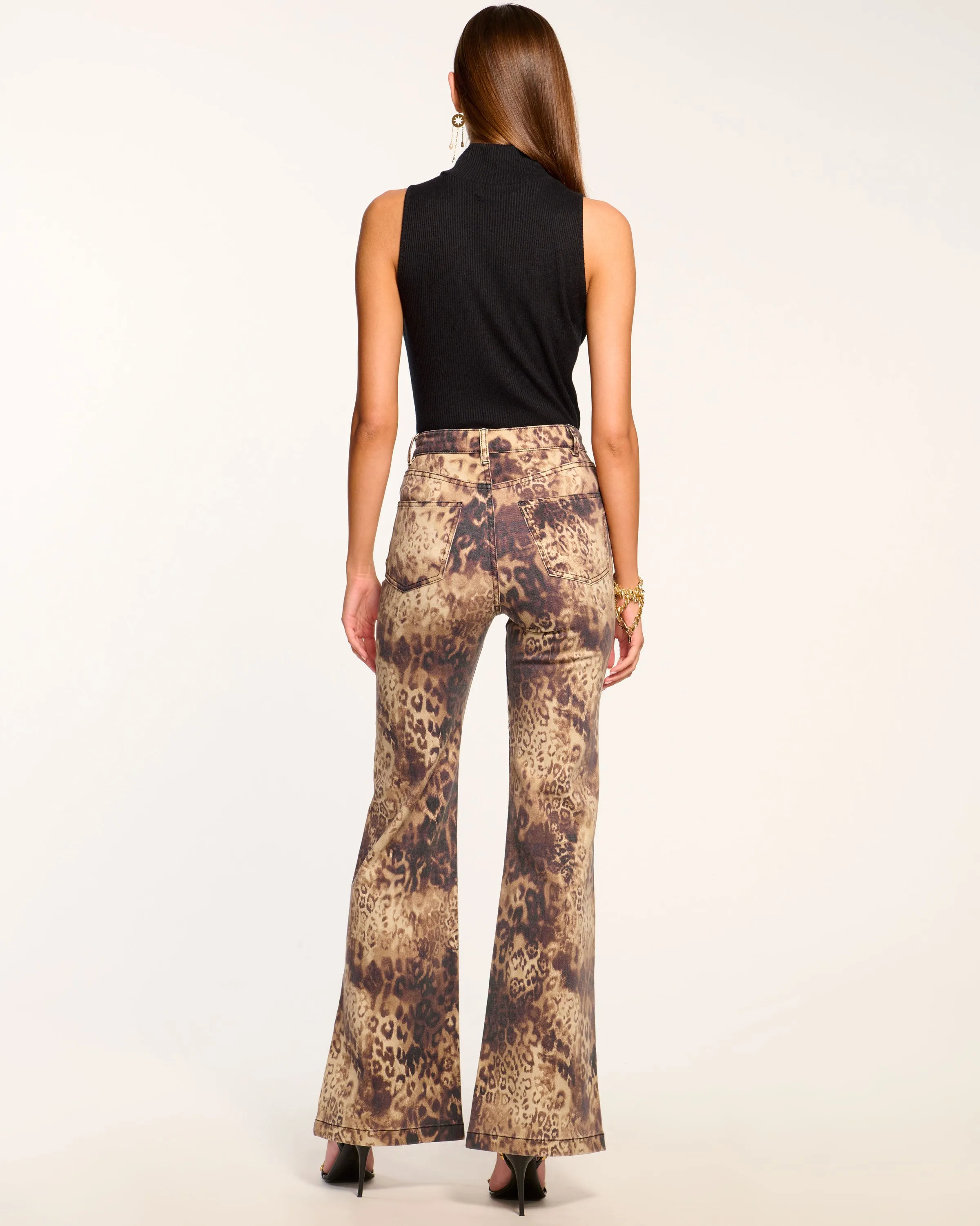 Printed Tyra High Waisted Flare Jean